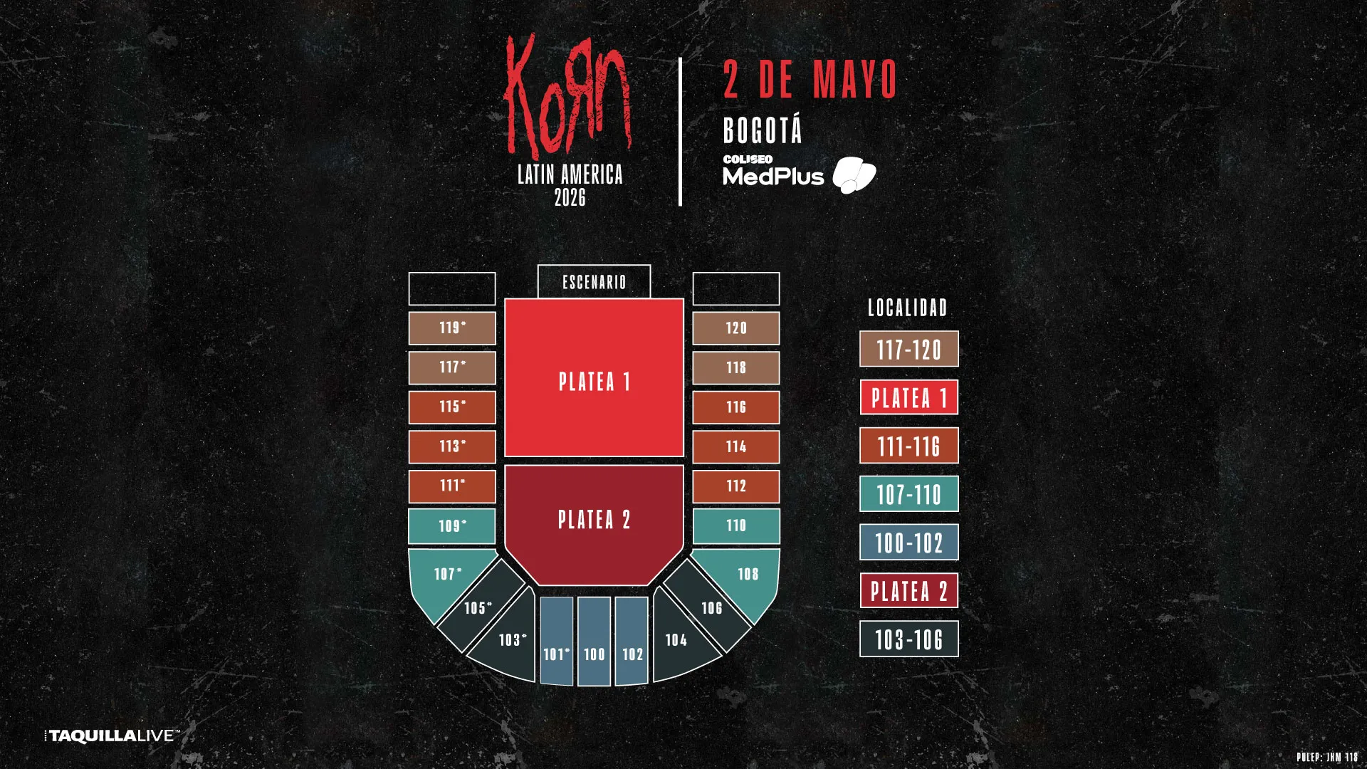 Precios de boletas del concierto de KORN en Bogotá