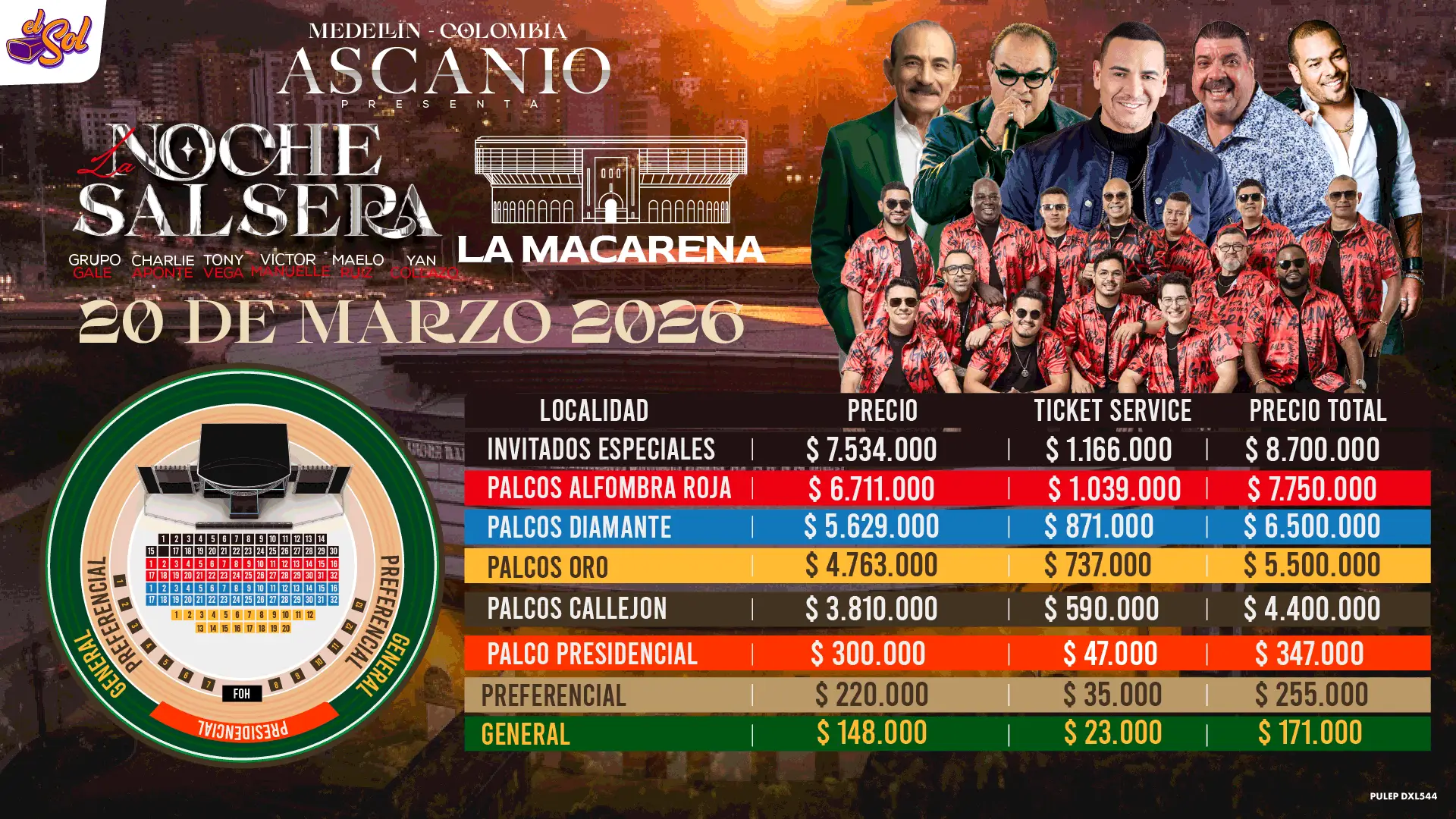 Precios de boletas del concierto de LA NOCHE SALSERA MEDELLIN en Medellín