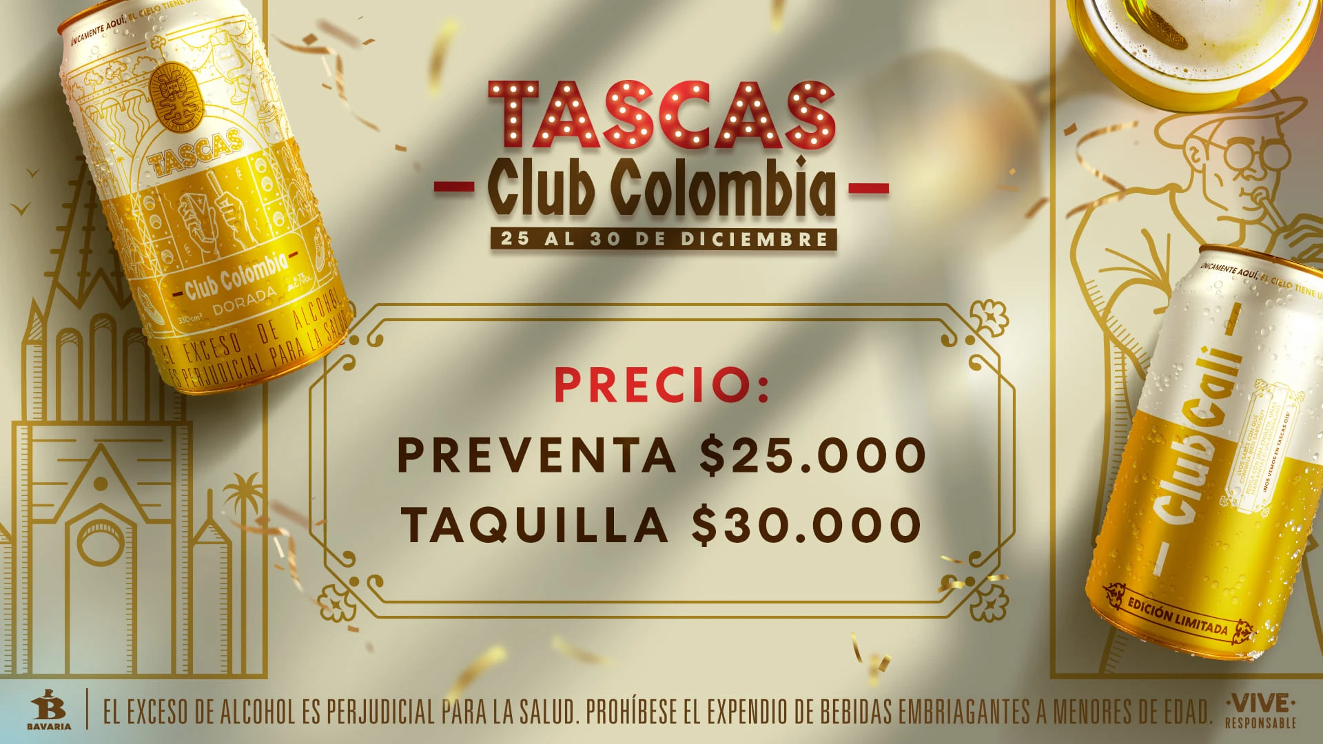 Precios de boletas del - de TASCAS CLUB COLOMBIA 30 DE DICIEMBRE en Cali