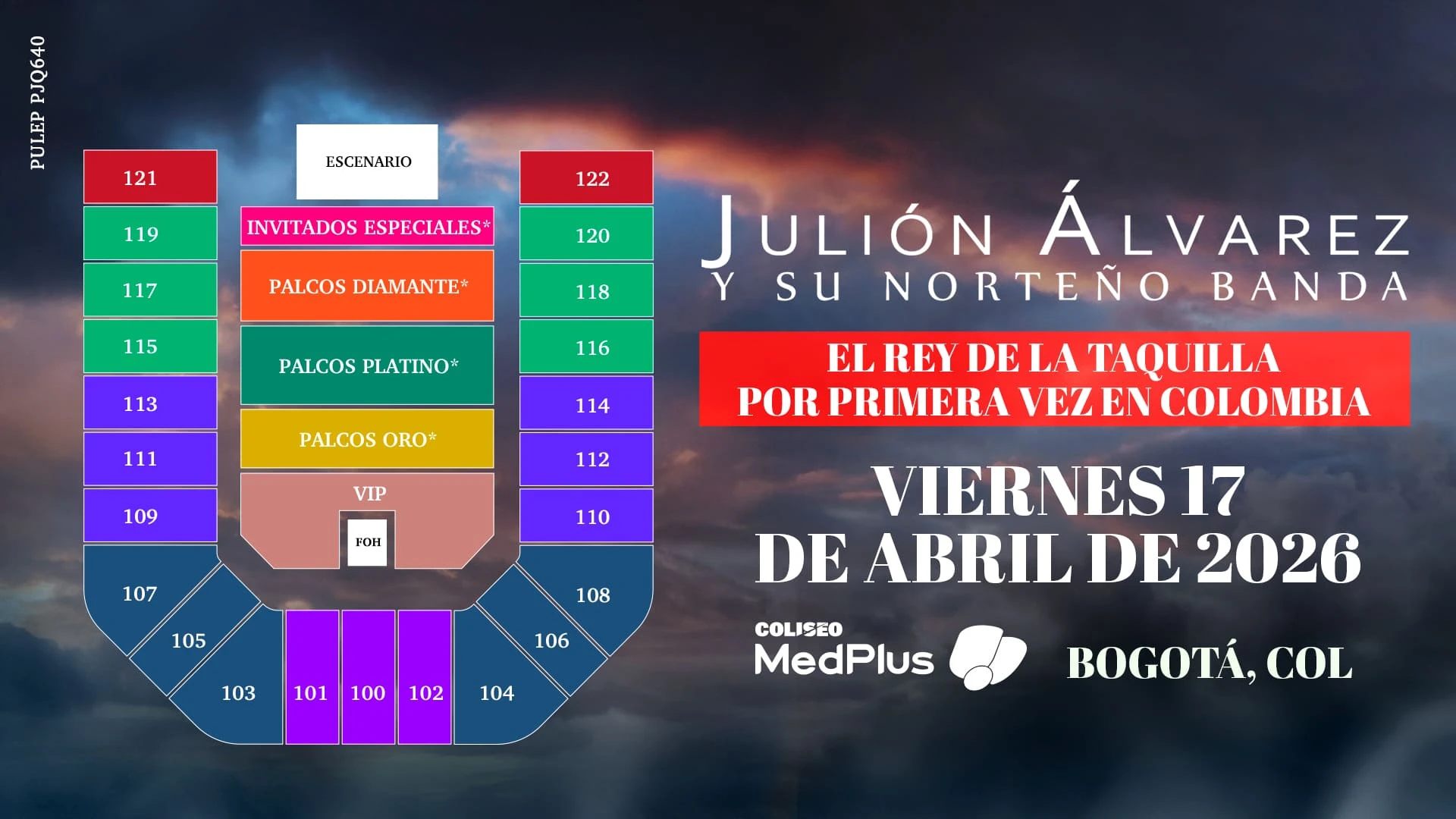 Precios de boletas del concierto de JULION ALVAREZ Y SU NORTEÑO BANDA en Bogotá
