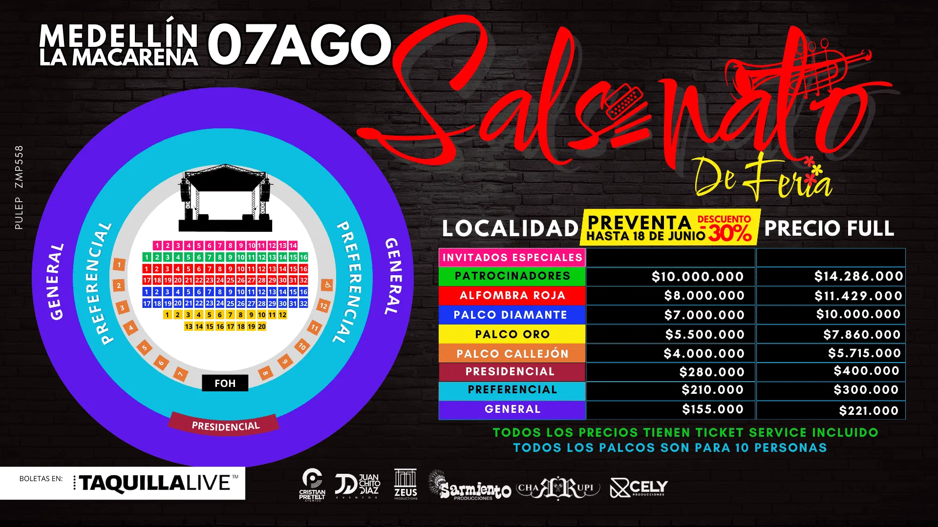 Precios de boletas del concierto de SALSENATO en Medellín