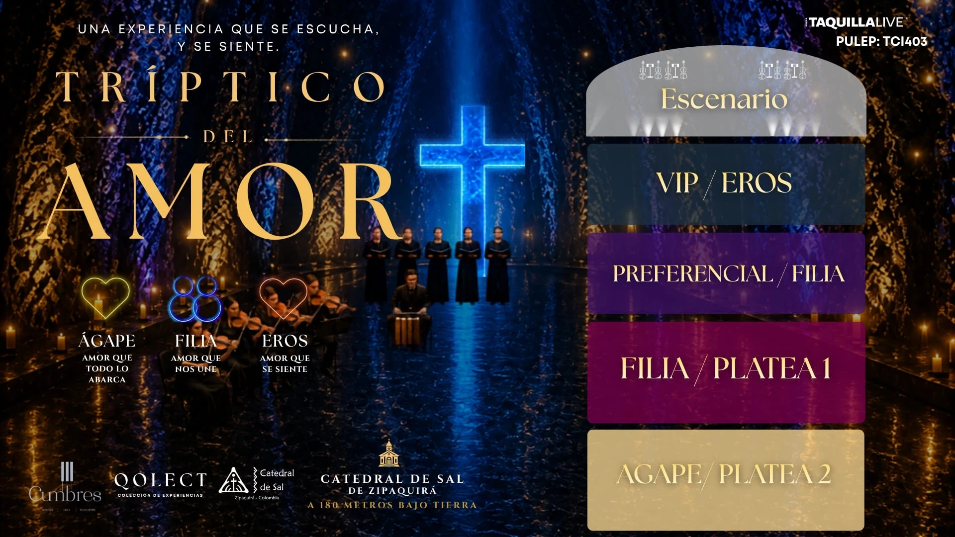 Precios de boletas del concierto de CONCIERTO TRIPTICO DE AMOR en Zipaquirá