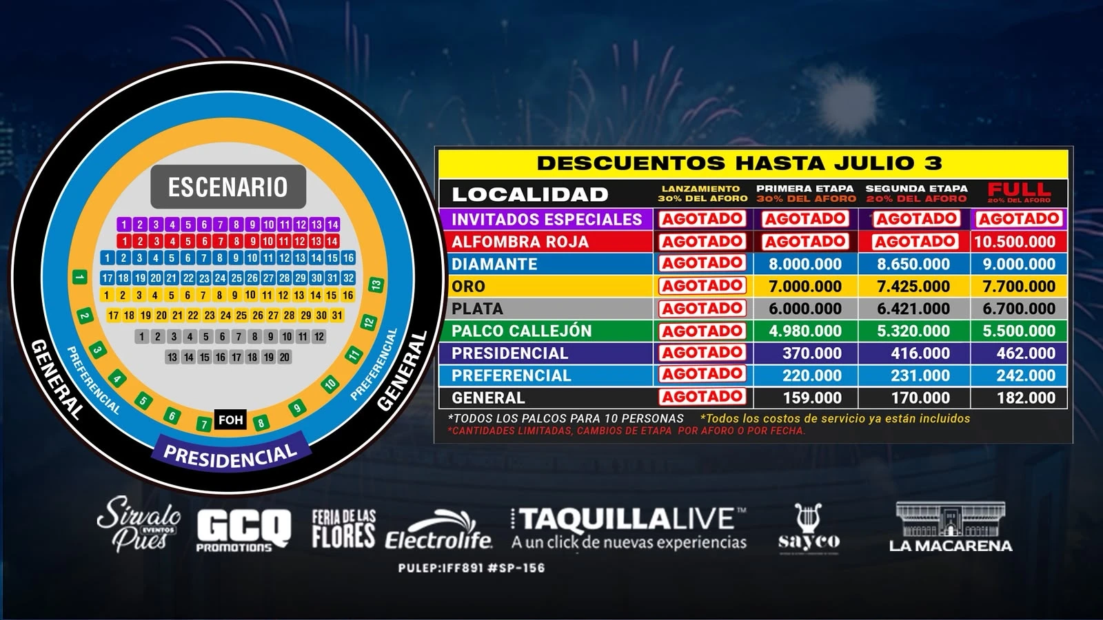 Precios de boletas del concierto de SIRVALO PUES DE FERIA en Medellín
