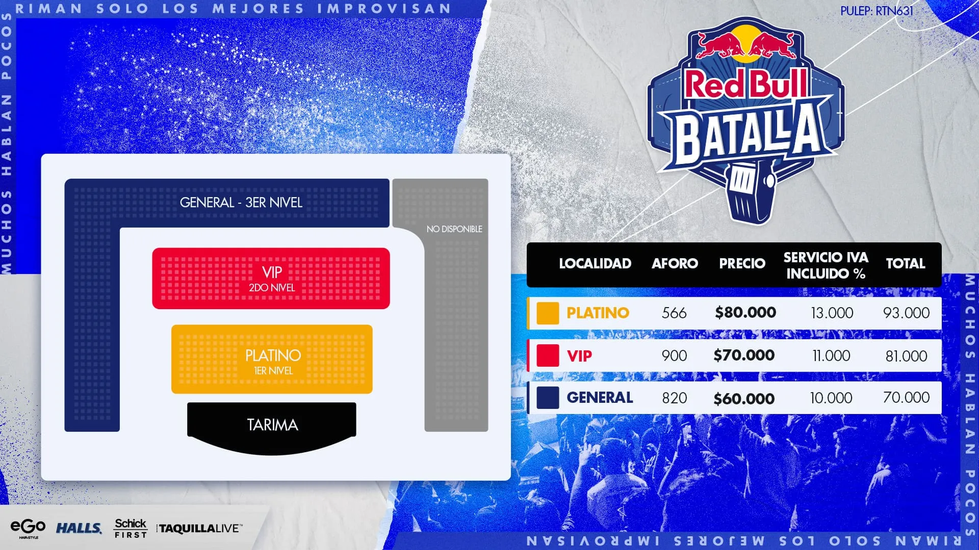 Precios de boletas del concierto de RED BULL BATALLA FINAL NACIONAL COLOMBIA 2026 en Bogotá