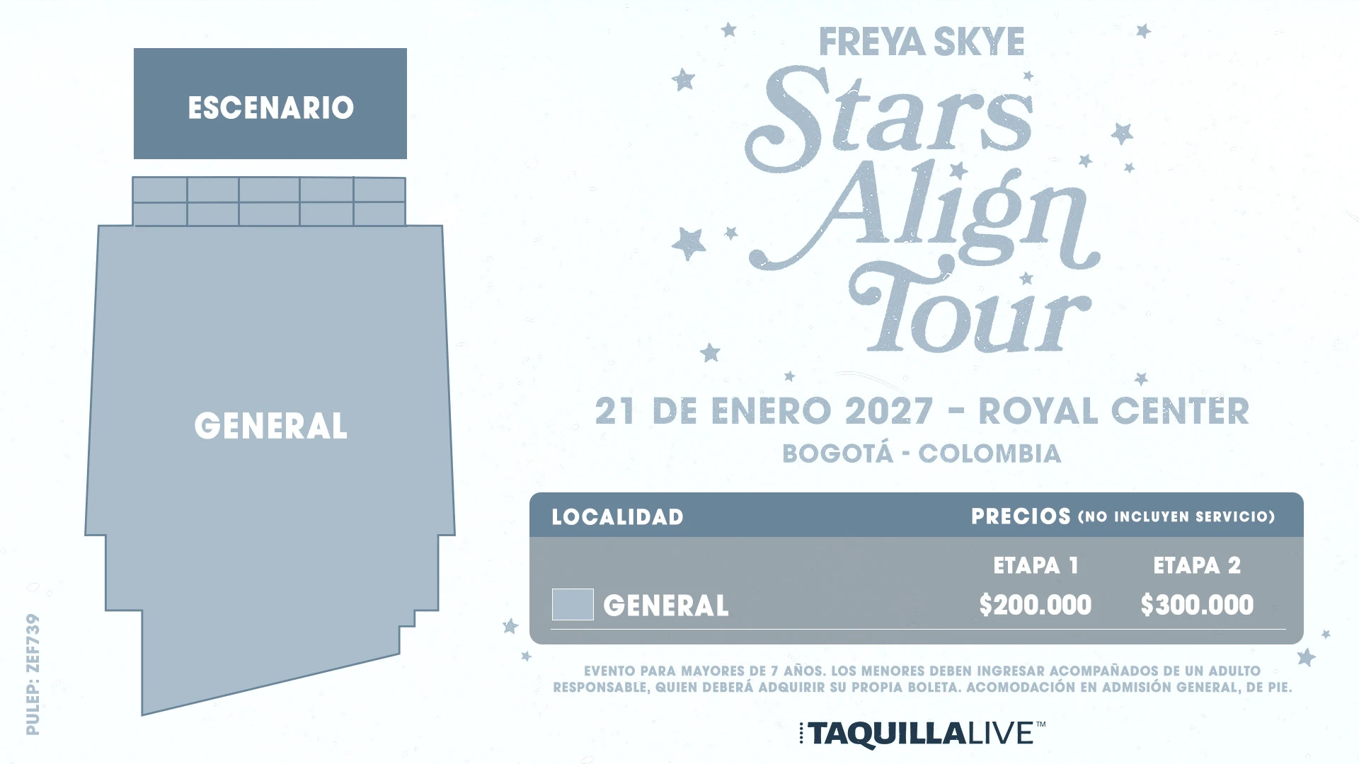 Precios de boletas del concierto de FREYA SKYE - STARS ALIGN TOUR en Bogotá