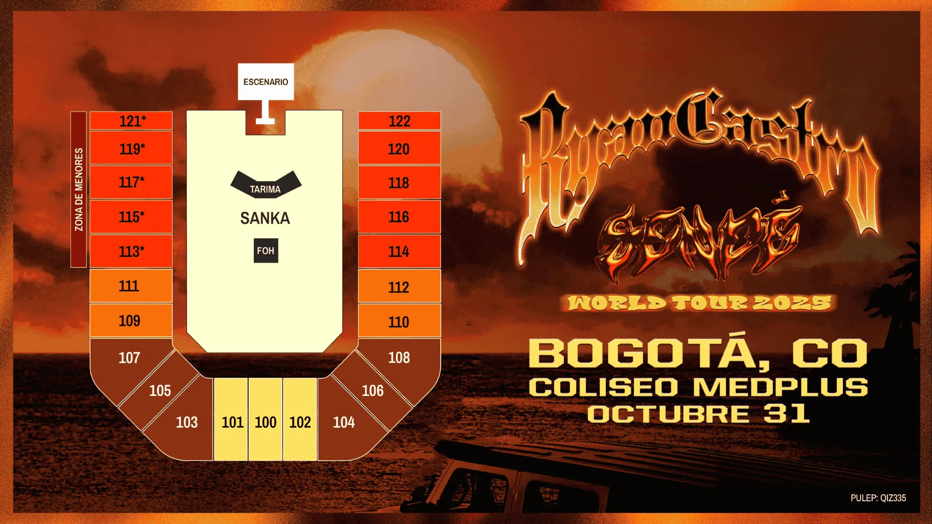 Precios de boletas del concierto de RYAN CASTRO - SENDE WORLD TOUR en Bogotá