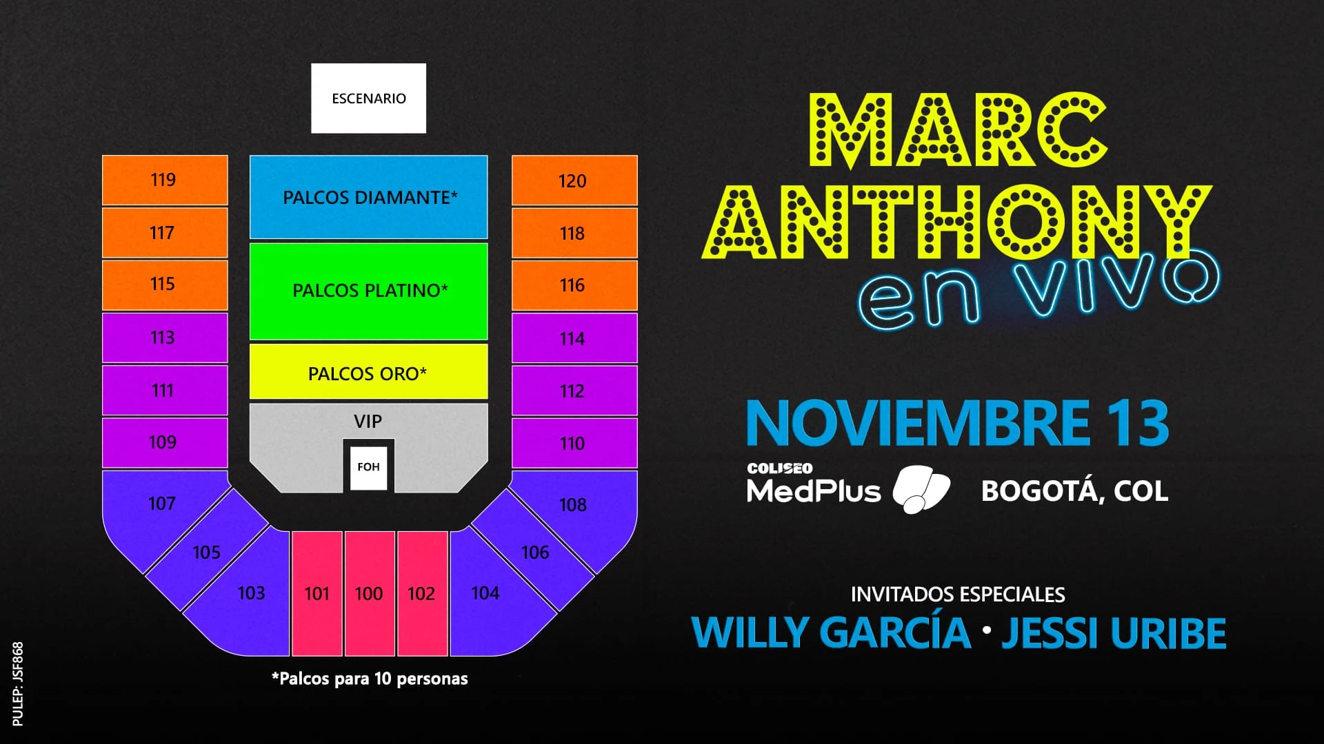 Precios de boletas del concierto de MARC ANTHONY - EN VIVO TOUR en Bogotá