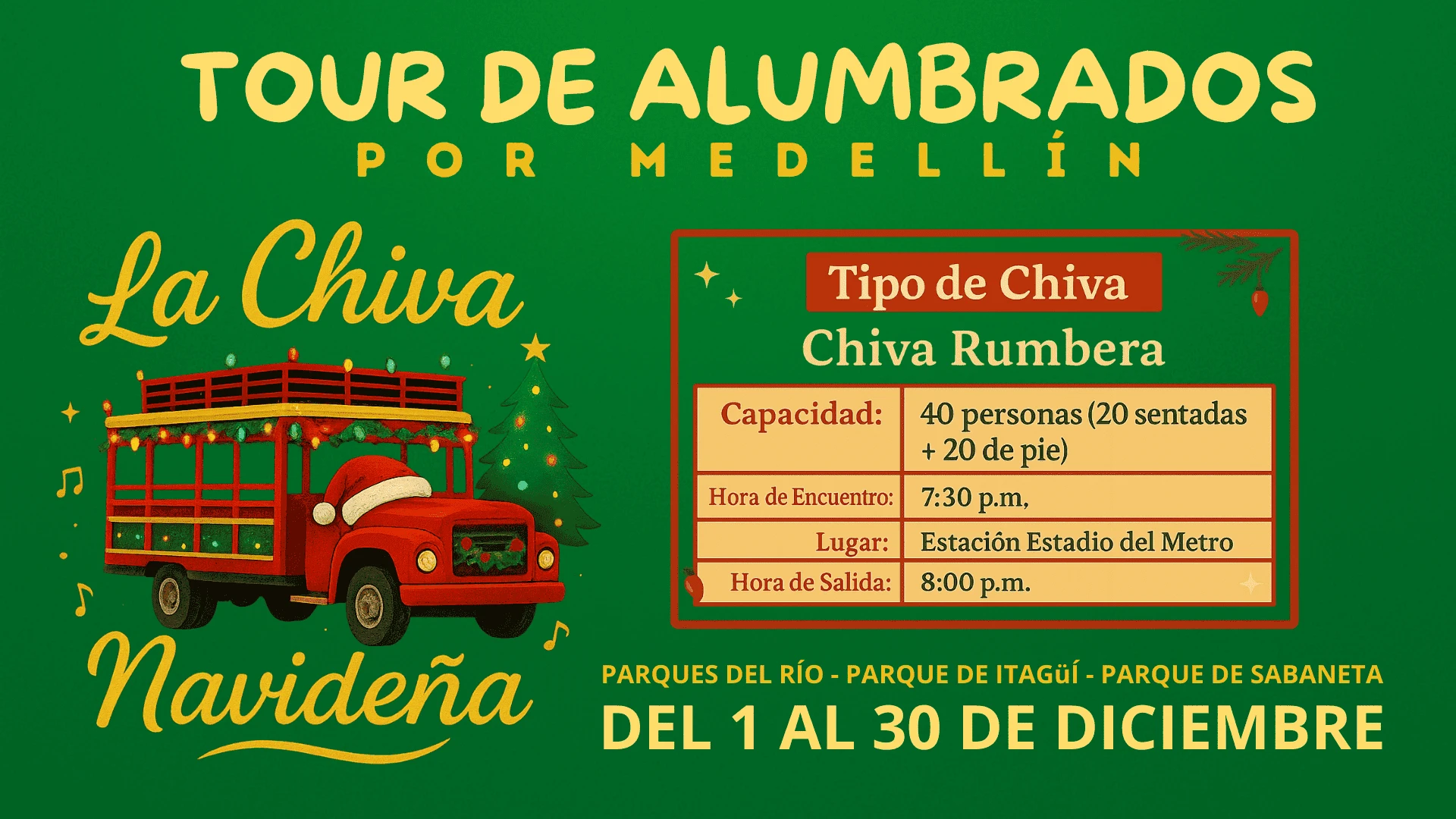 Precios de boletas del show de LA CHIVA NAVIDEÑA 30 DE DICIEMBRE en Medellín